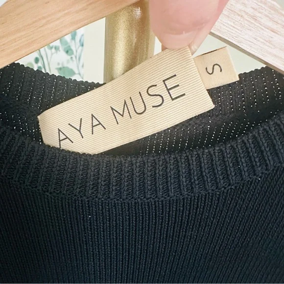 AYA MUSE Gigi Knit Dress Black Side Cut Out Size Small Luxury Minimalist - Picture 4 of 12